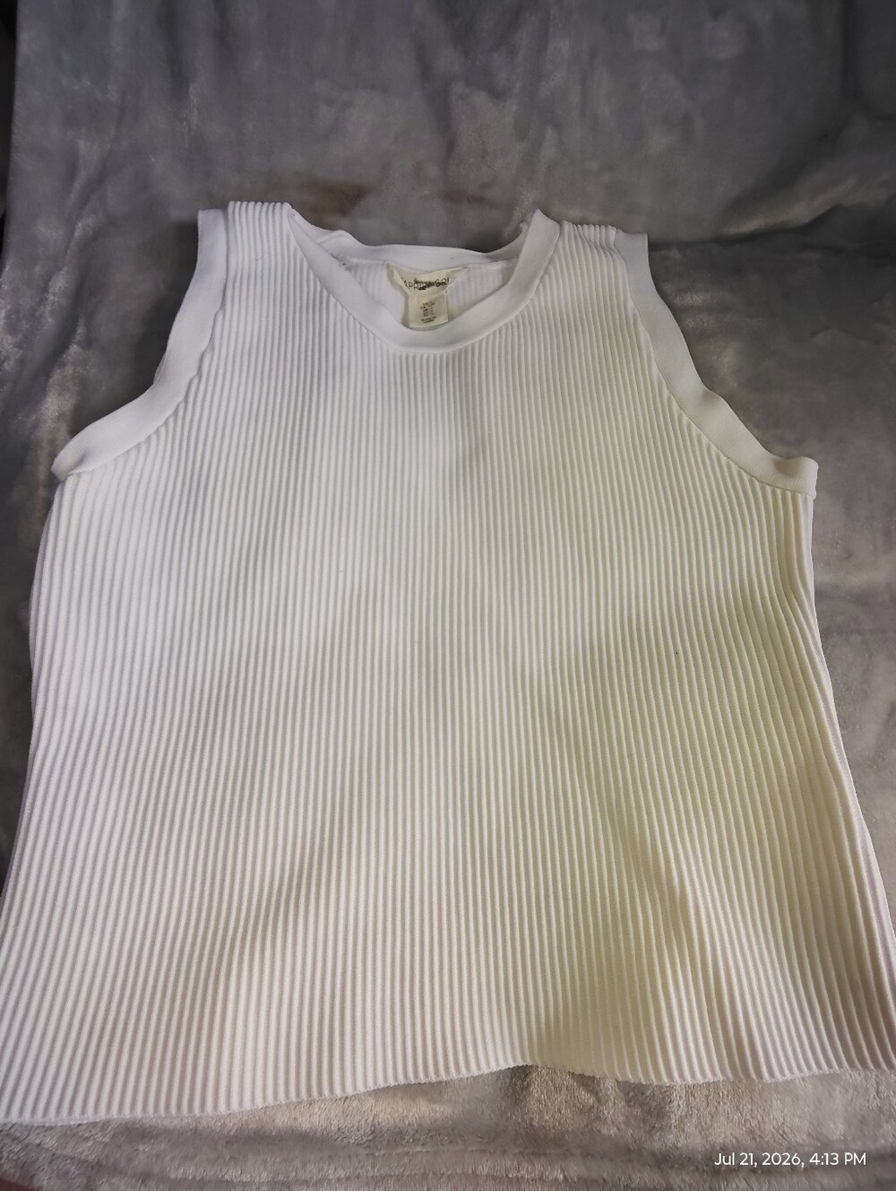 White Ribbed Sleeveless Tank